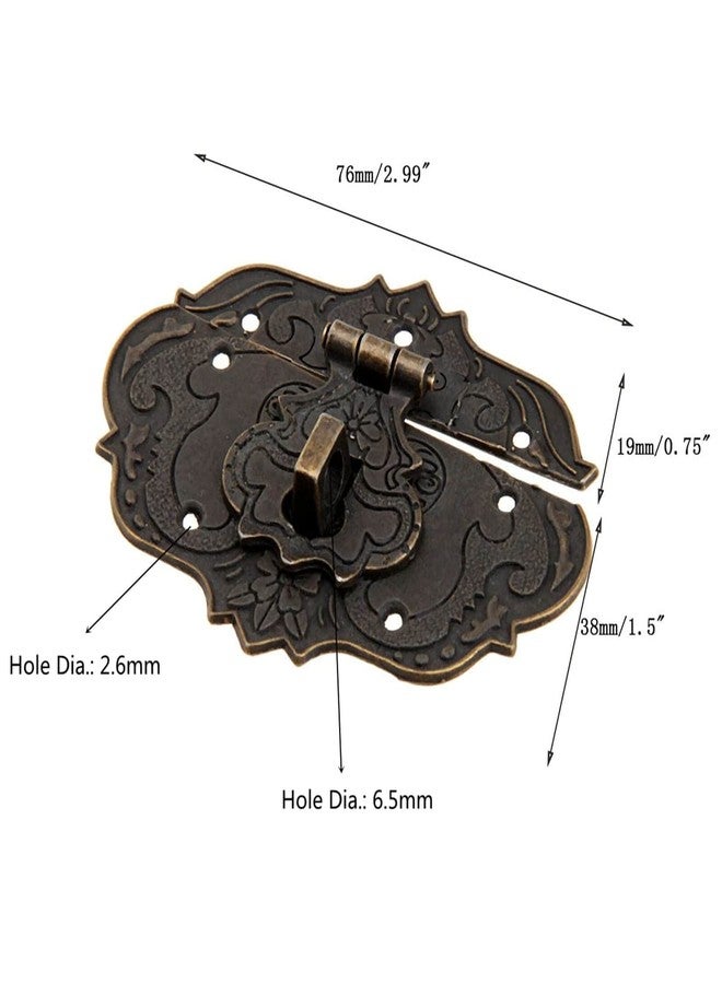 Dophee 1Pc 3"x2.24" Antique Embossing Decorative Brass Hasp Clasp Latch Lock with Screws for European Style Jewelry Trinket Box Decoration - Image 5